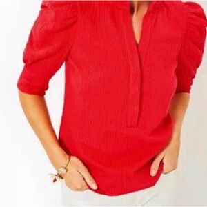 Lilly Pulitzer Elbey knit top rococo red size large NWT